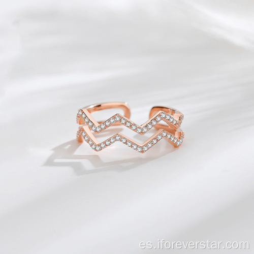 Joyas finas de oro rosa 925 anillos de circón de plata
